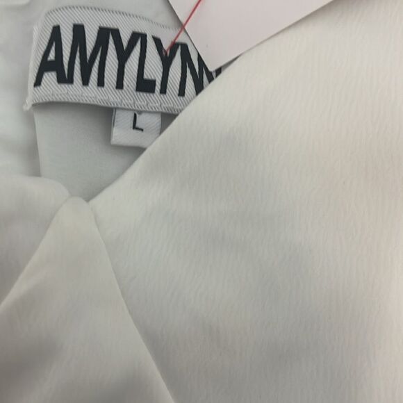 Amylynn White Pleated Wrap Dress Women Large NWT $225 - Picture 13 of 13